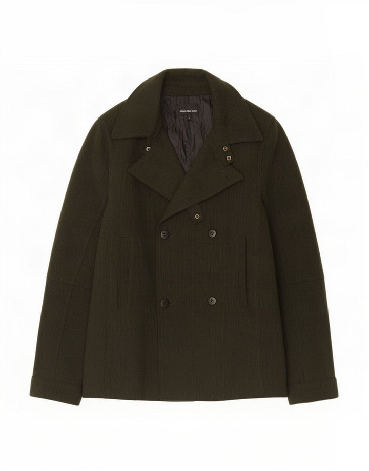 Calvin Klein Jeans Herre Pea Coat UK 40 Large Khaki Polyester