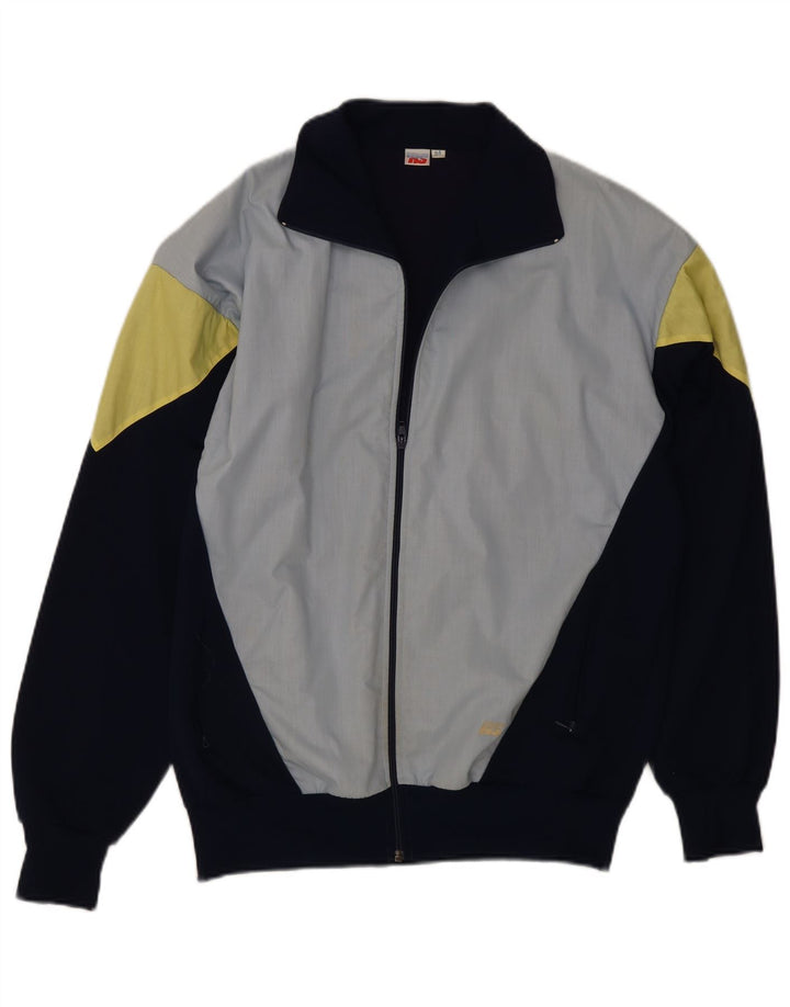 Vintage træningsdragt til mænd, topjakke IT 54 XL marineblå farveblok