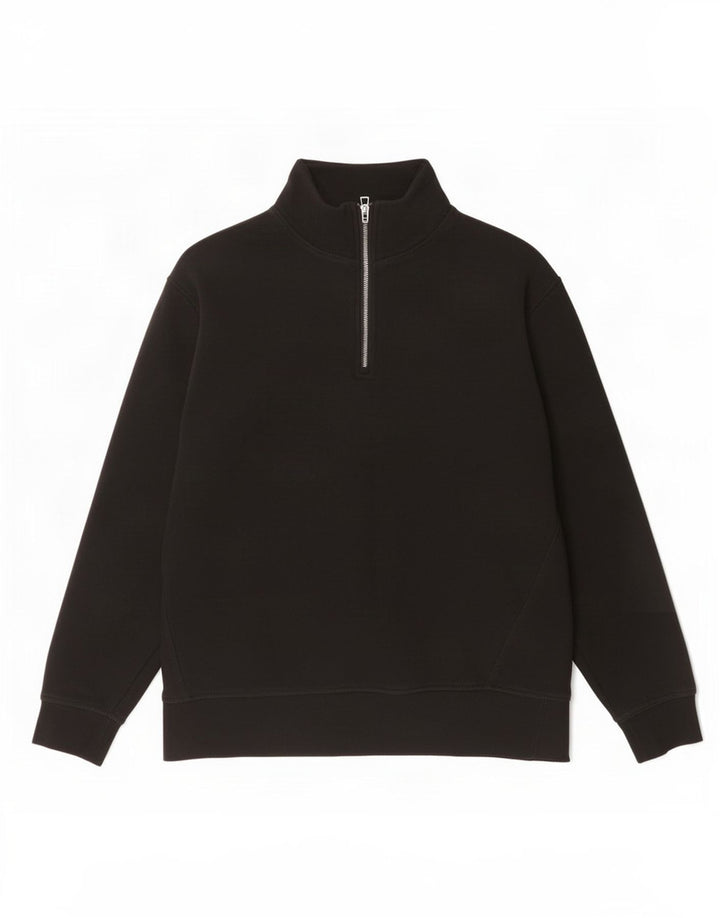 Zara Sweatshirt med lynlås til mænd, stor sort bomuld
