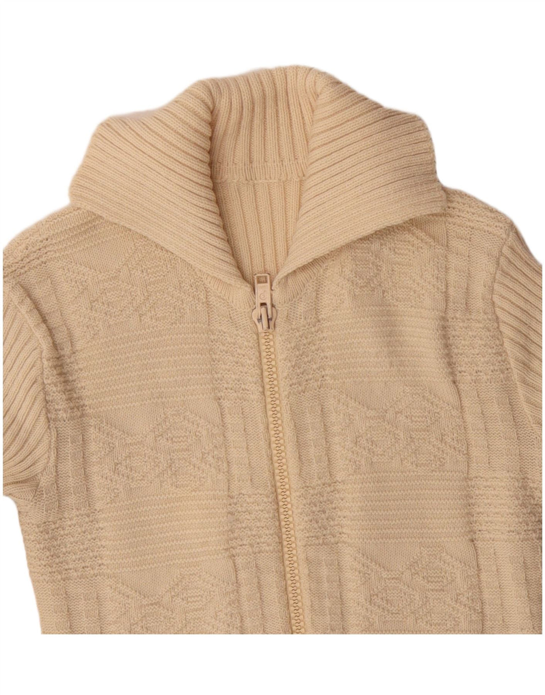 VINTAGE Dame Cardigan Sweater UK 10 Small Beige