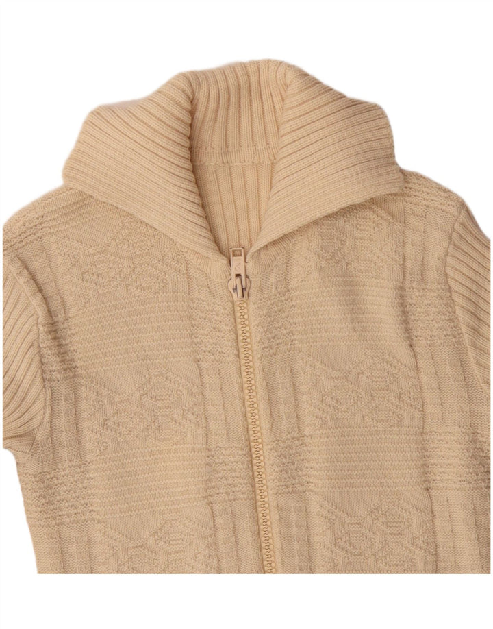 VINTAGE Dame Cardigan Sweater UK 10 Small Beige