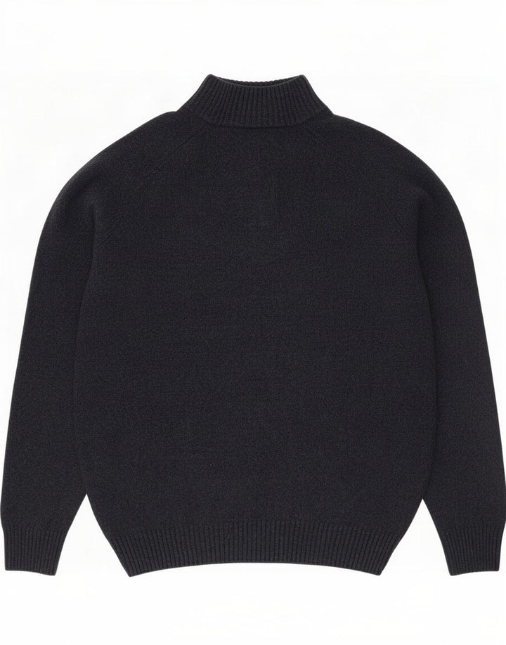Lyle & Scott Herre Button Neck Jumper Sweater Stor marineblå lammeuld