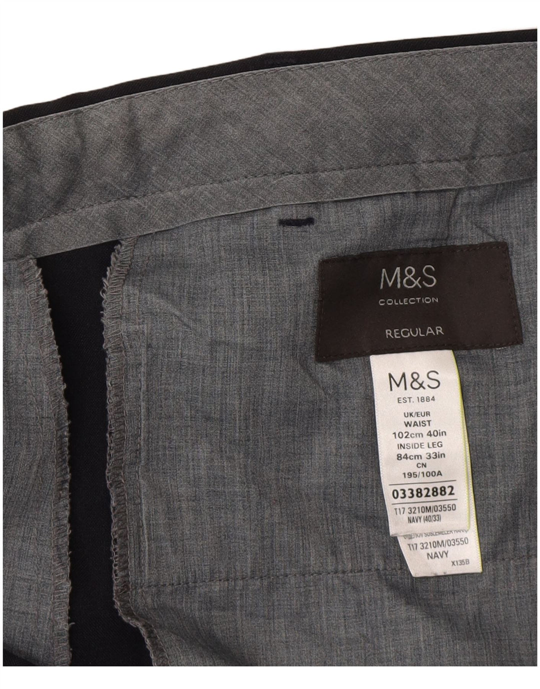 Marks & Spencer Herre Straight Regular Suit Bukser W40 L33 Navy Blue