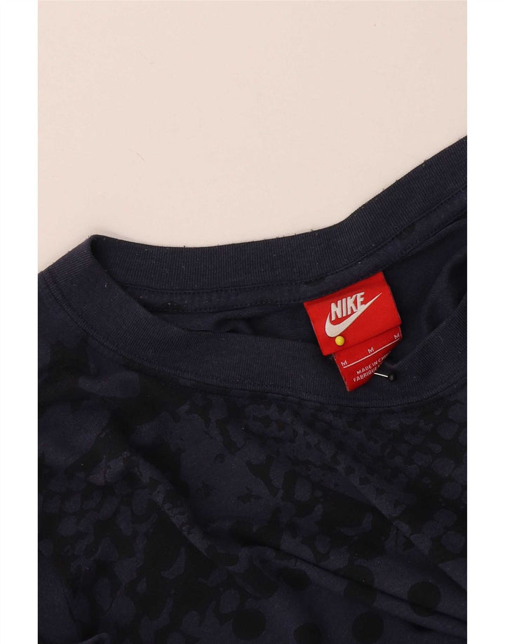 Nike kvinders abstrakt mønster T-shirt top UK 14 Medium Navy Blue