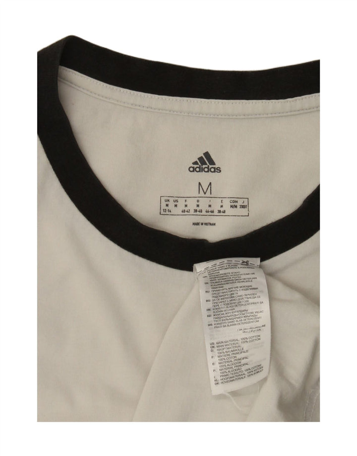 Adidas T-Shirt Top UK 12/14 Medium Hvid Bomuld