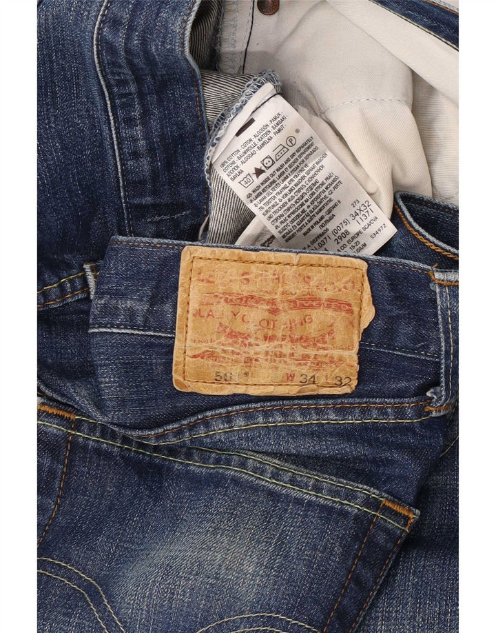 Levi's Herre 501 lige jeans W34 L32 blå bomuld