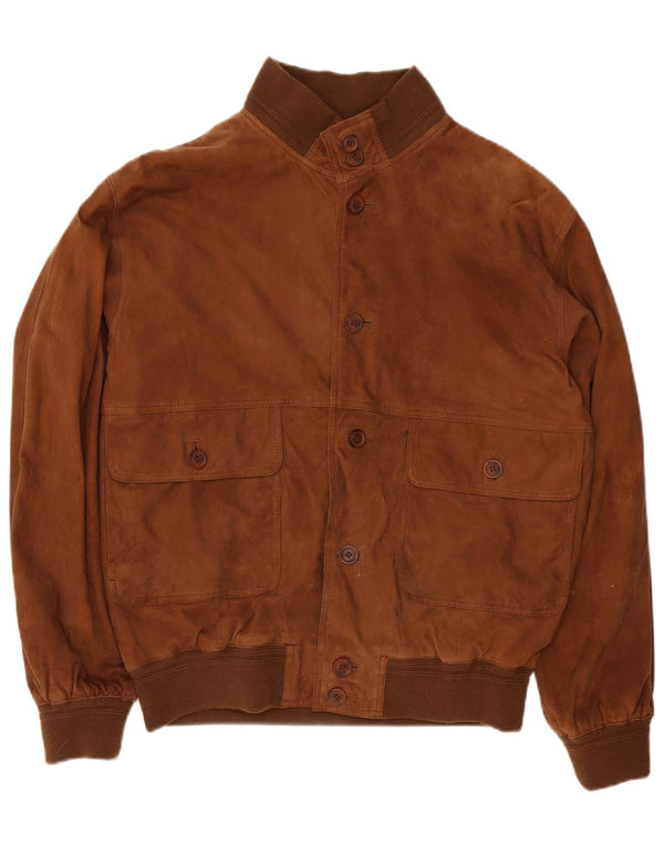 Living World Herre Ruskind Bomber Jacket UK 42 XL Brunt Læder