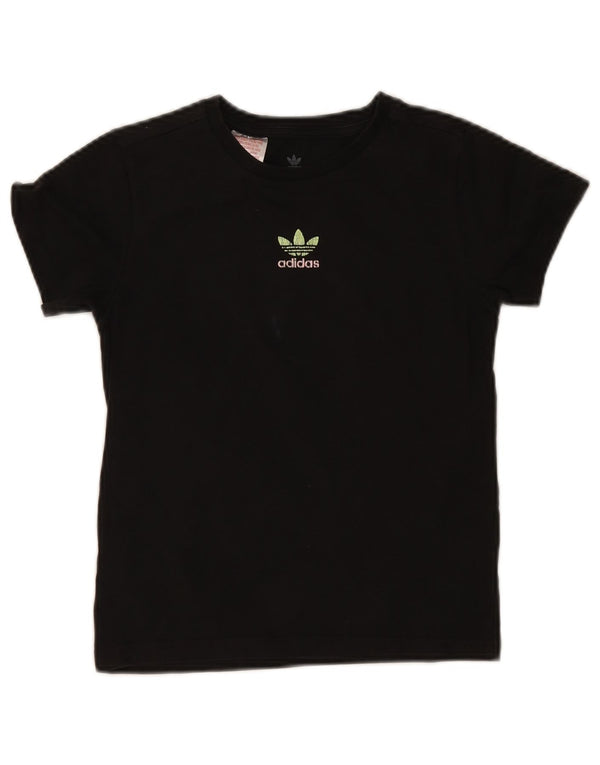 Adidas piger grafisk t-shirt top 9-10 år sort bomuld