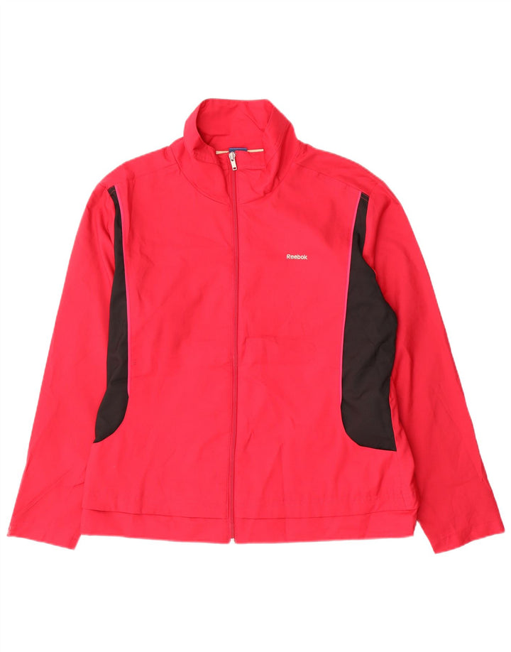 Reebok træningsdragt topjakke til kvinder UK 16 Large Pink Colourblock Polyester