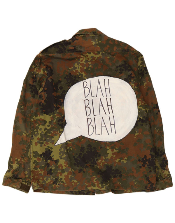 VINTAGE Herre grafisk militærjakke UK 36 Small Khaki Camouflage