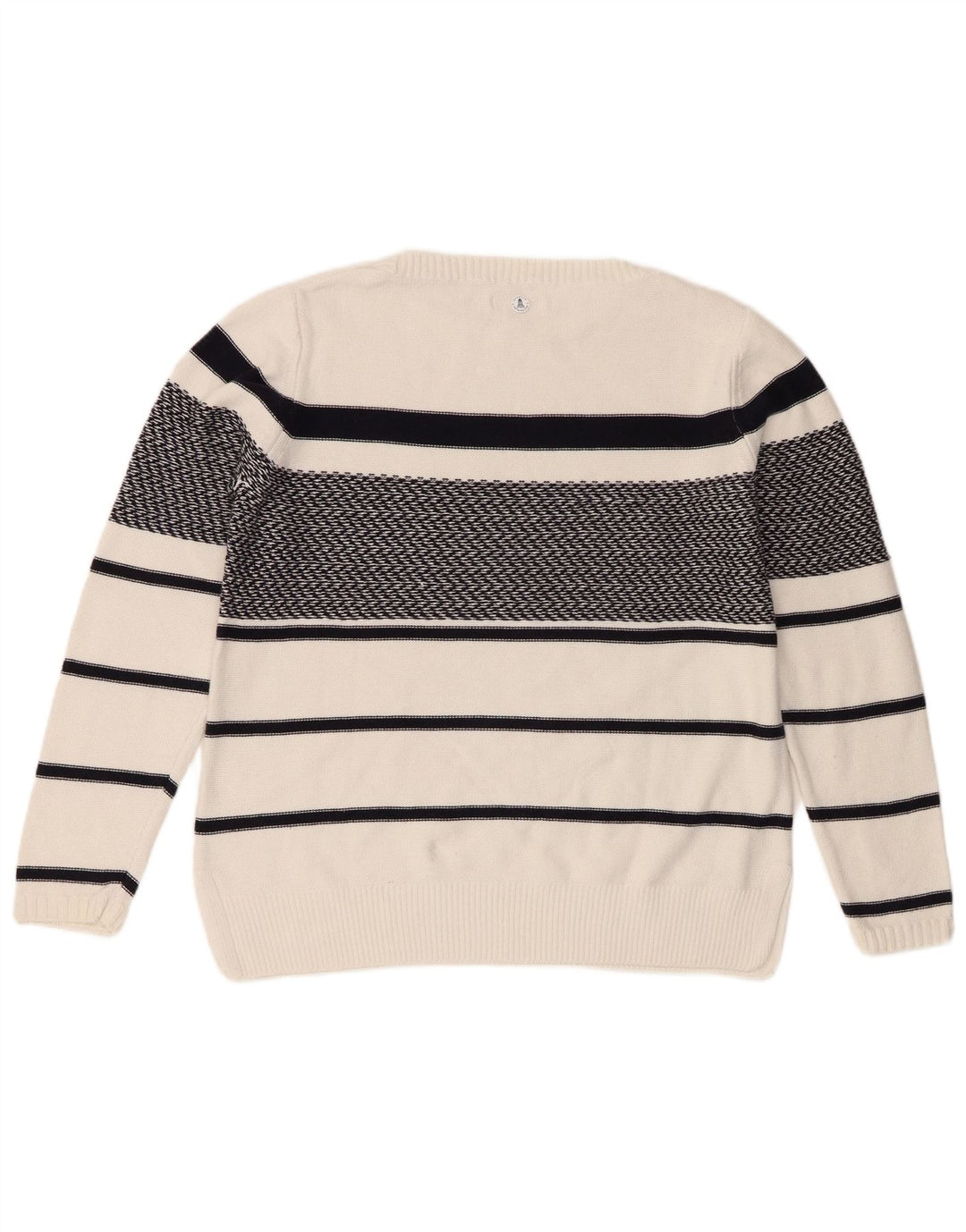 Barbour Dame Oversized Boat Neck Jumper Sweater UK 10 Lille hvid stribet