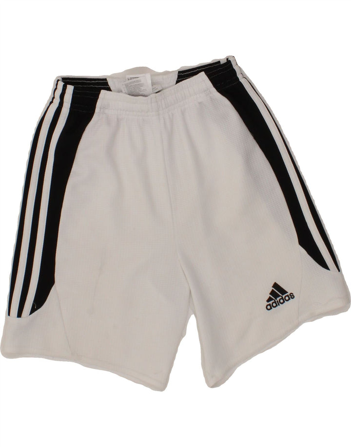 ADIDAS Boys Graphic Sport Shorts 9-10 Years White Colourblock Polyester Vintage Adidas and Second-Hand Adidas from Messina Hembry 