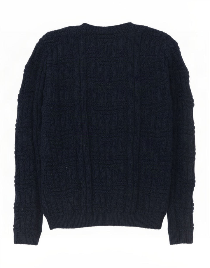 Vintage sweater med rund hals til mænd mellem marineblå