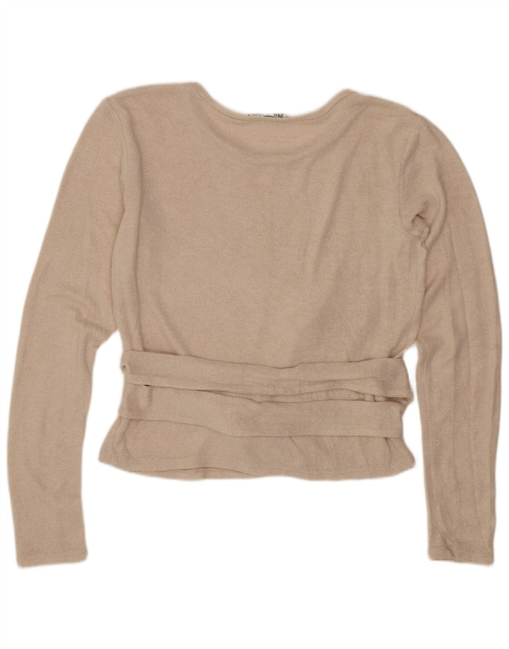 Zara Womens Crop Top Langærmet UK 14 Medium Beige
