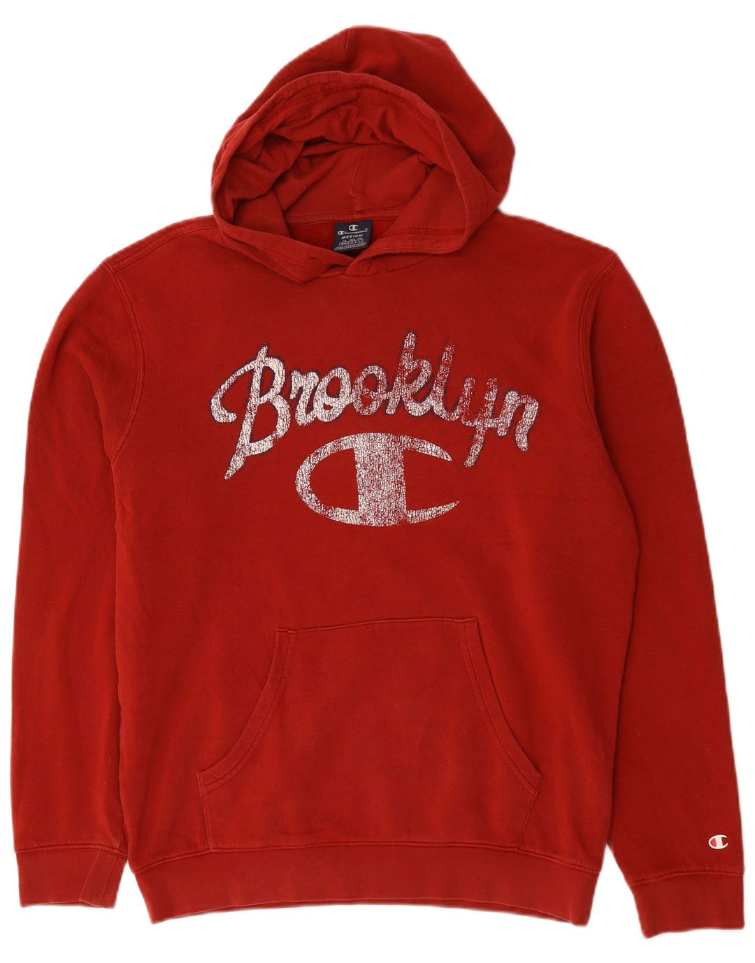 Champion Herre Brooklyn Grafisk Hoodie Jumper Medium Rød Bomuld