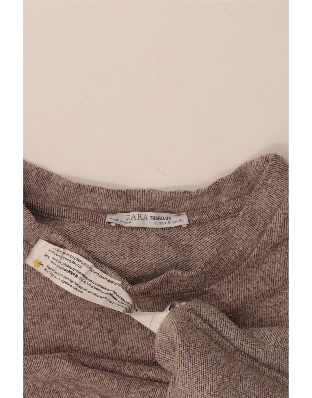 Zara Dame Trafaluc Oversized Top Langærmet UK 10 Small Brown Flecked