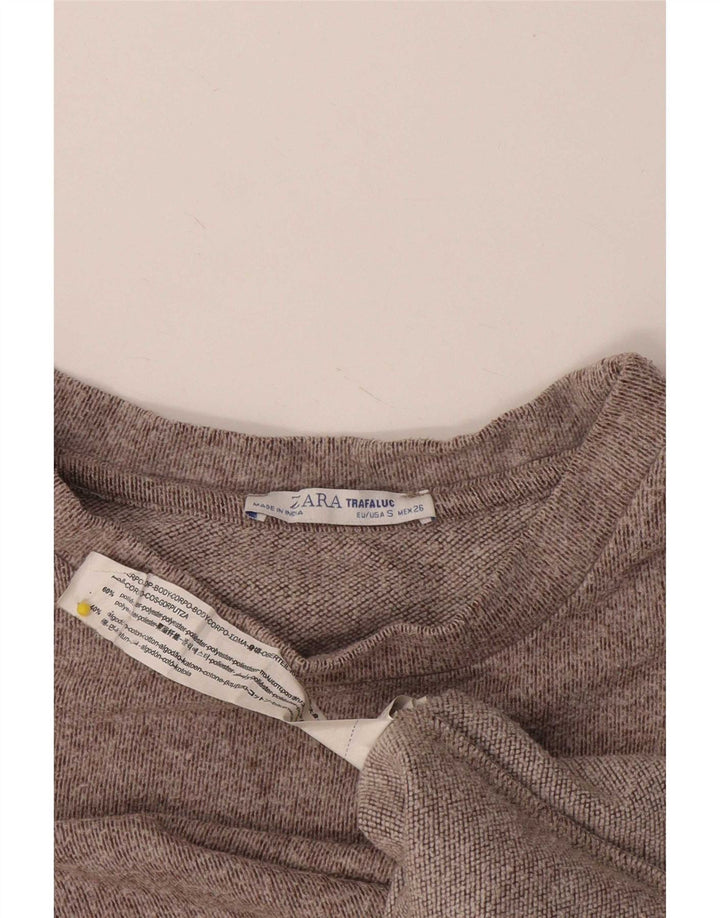 Zara Dame Trafaluc Oversized Top Langærmet UK 10 Small Brown Flecked