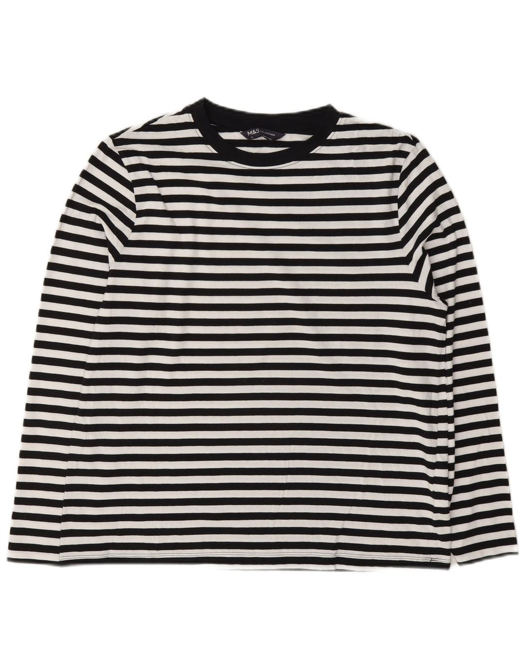 Marks & Spencer Dame Top Langærmet UK 12 Medium Hvid Stribet Nautical