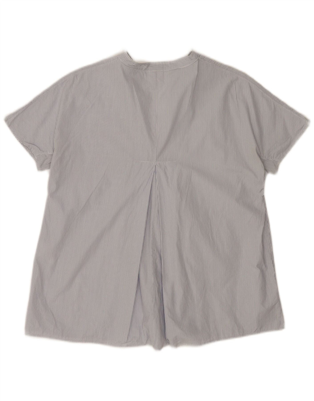 Aspesi Dame Bluse Top EU 38 Medium Blue Pinstripe Bomuld