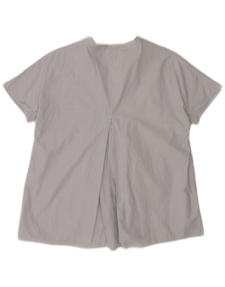 Aspesi Dame Bluse Top EU 38 Medium Blue Pinstripe Bomuld
