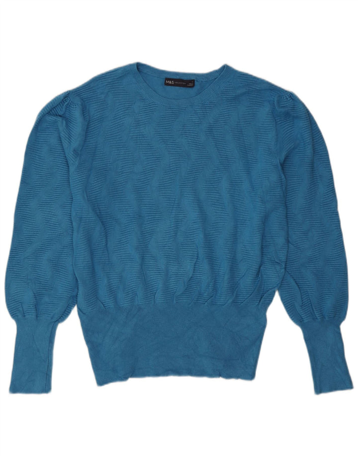 Marks & Spencer Dame sweater med rund hals DK 16 Stor Blå Geometrisk