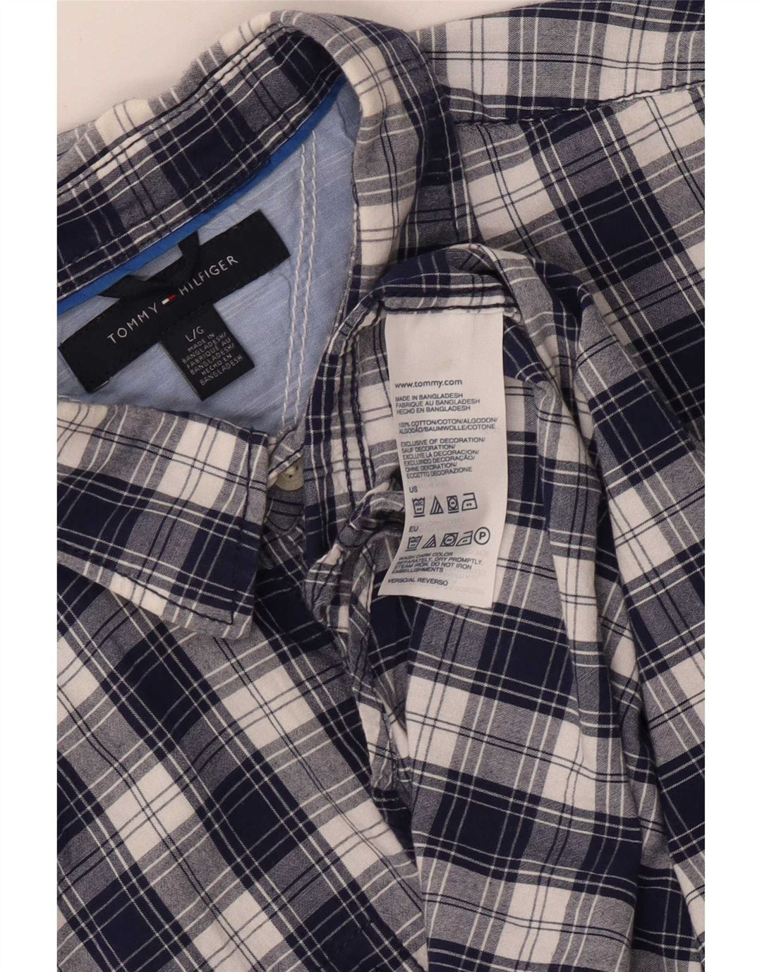 Tommy Hilfiger Herre flannelskjorte Stor marineblå ternet bomuld