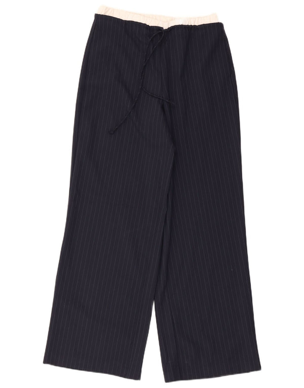 Zara kvinders højtaljede brede benbukser XS marineblå stribet polyester