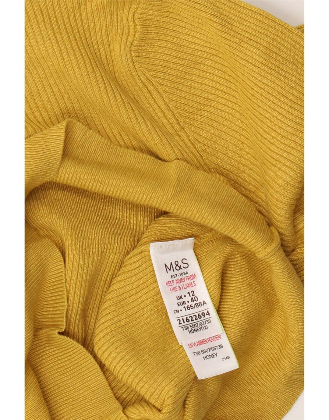 Marks & Spencer Dame sweater med rund hals DK 12 Medium gul viskose
