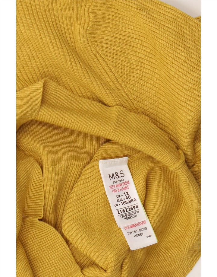 Marks & Spencer Dame sweater med rund hals DK 12 Medium gul viskose