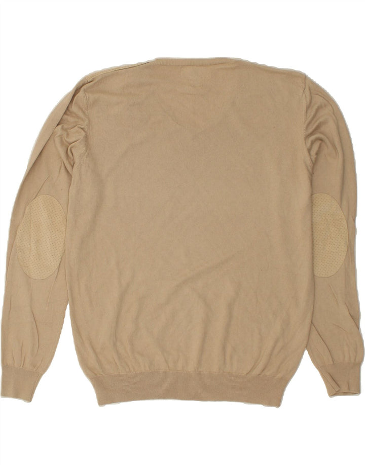 JECKERSON Womens V-Neck Jumper Sweater UK 20 2XL Beige Cotton | Vintage Jeckerson | Thrift | Second-Hand Jeckerson | Used Clothing | Messina Hembry 