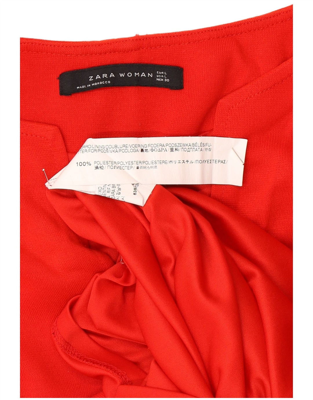 Zara Dame 3/4-ærmet Tunikakjole UK 16 Stor Rød Polyester