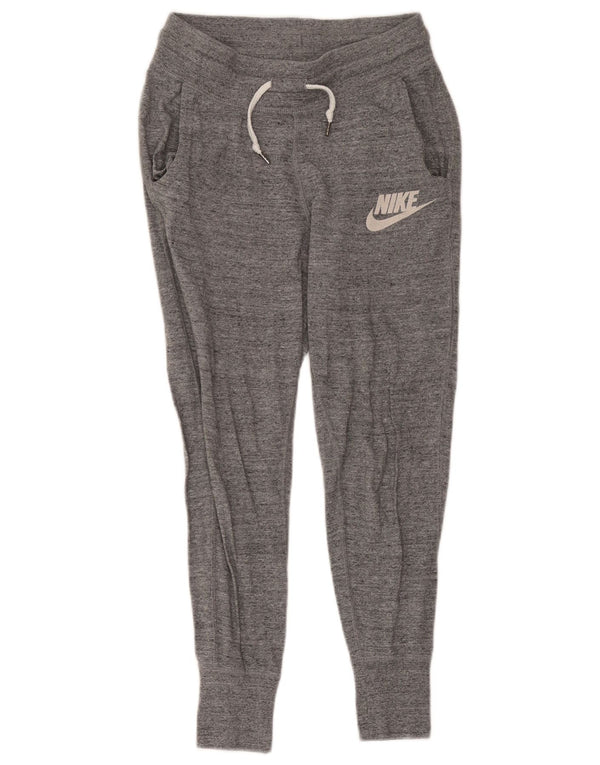 Nike Womens Crop træningsdragt Bukser Joggers UK 6 XS Grå Flecked Bomuld