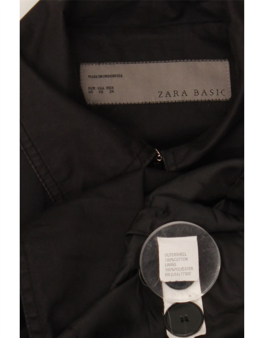 ZARA Trench Coat til kvinder UK 6 XS Sort bomuld