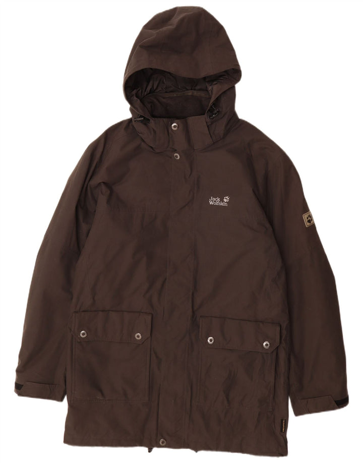 JACK WOLFSKIN Mens Hooded Windbreaker Coat UK 40/42 Large Grey Polyester