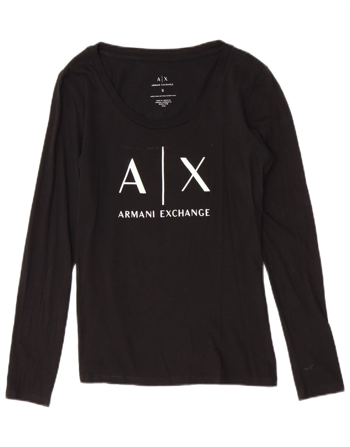 Armani Exchange Womens Grafisk Top UK 8 Small Black Logo
