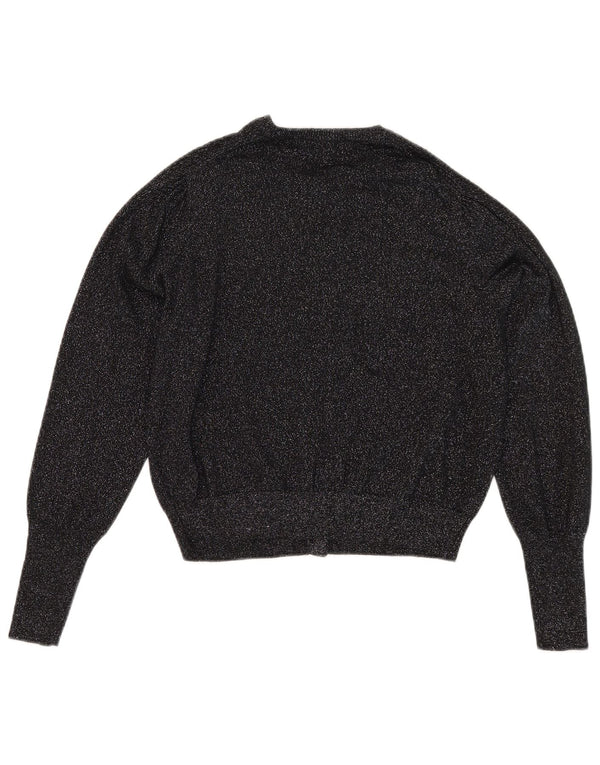 Marks & Spencer Womens Crop Cardigan Sweater UK 14 Large Black Viscose