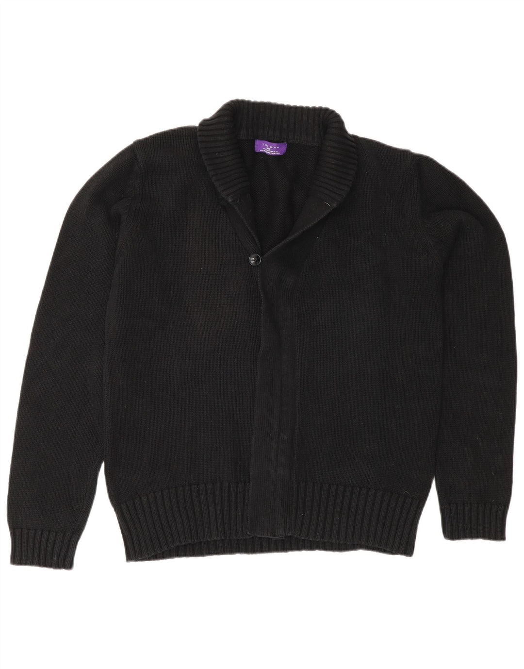 Zara Herre Cardigan Sweater Medium Sort Bomuld Classic