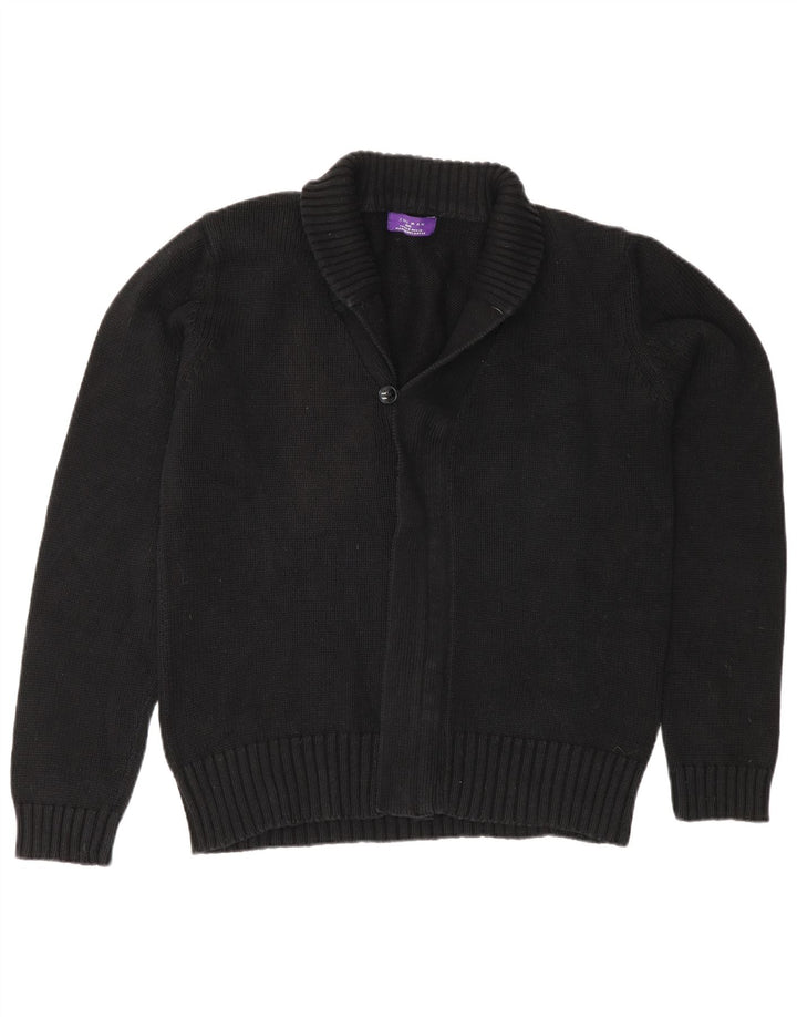 Zara Herre Cardigan Sweater Medium Sort Bomuld Classic