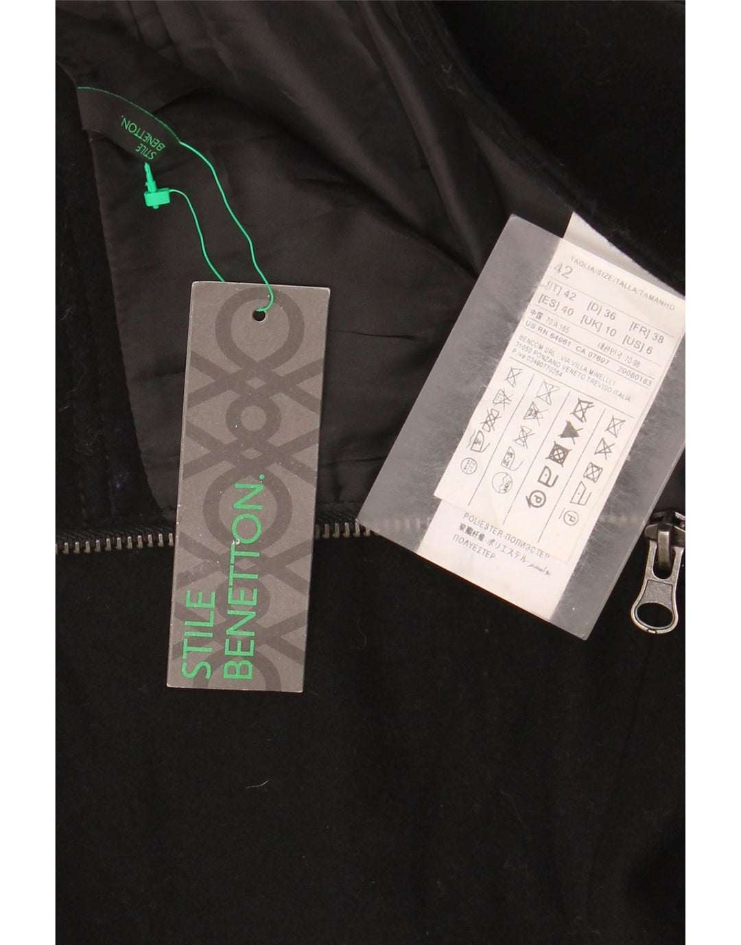 Benetton Dame Mini Nederdel IT 42 Medium W30 Sort Uld