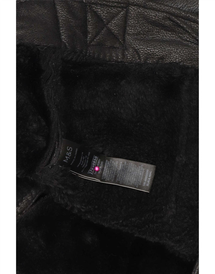 Marks & Spencer Sherpa-jakke til kvinder UK 14 Stor sort polyethylen