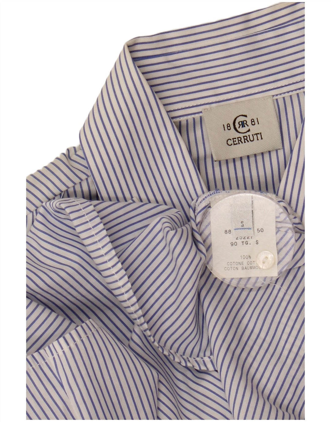 Cerruti 1881 Dame flæse front skjorte UK 10 Lille blå stribet bomuld