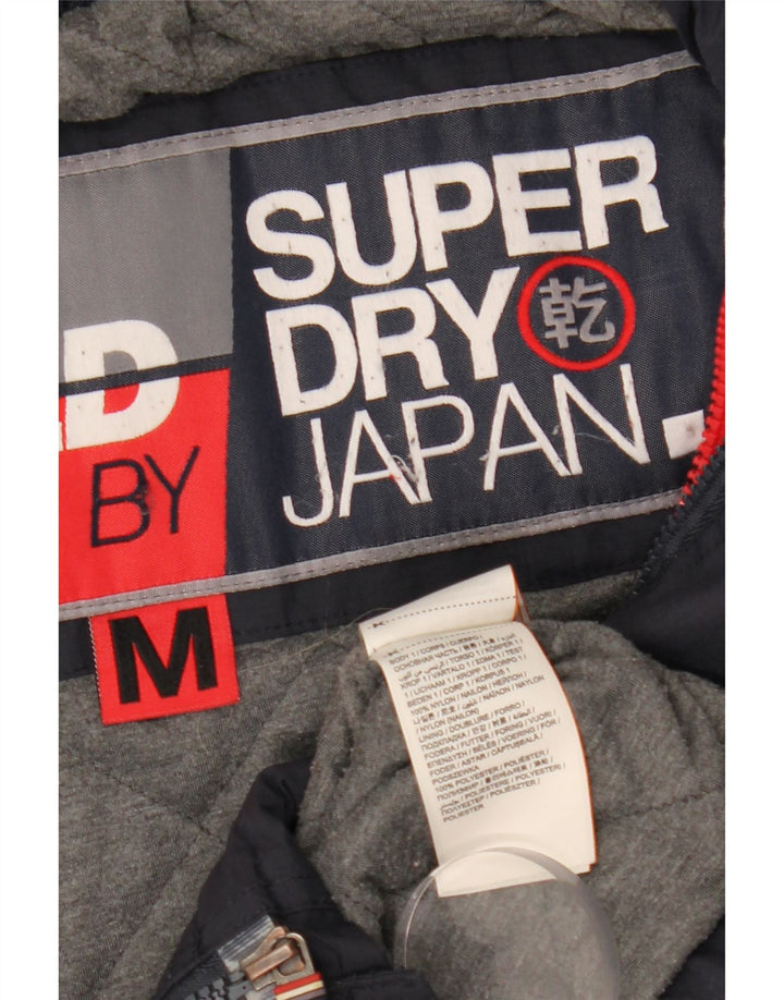 Superdry Windbreaker-jakke med hætte til mænd UK 38 Medium Navyblå nylon