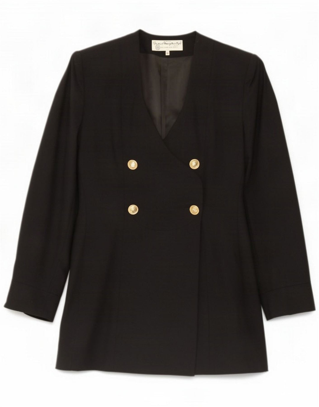 Marzotto Dame Dobbeltradet Frakke IT 48 XL Sort Virgin Wool