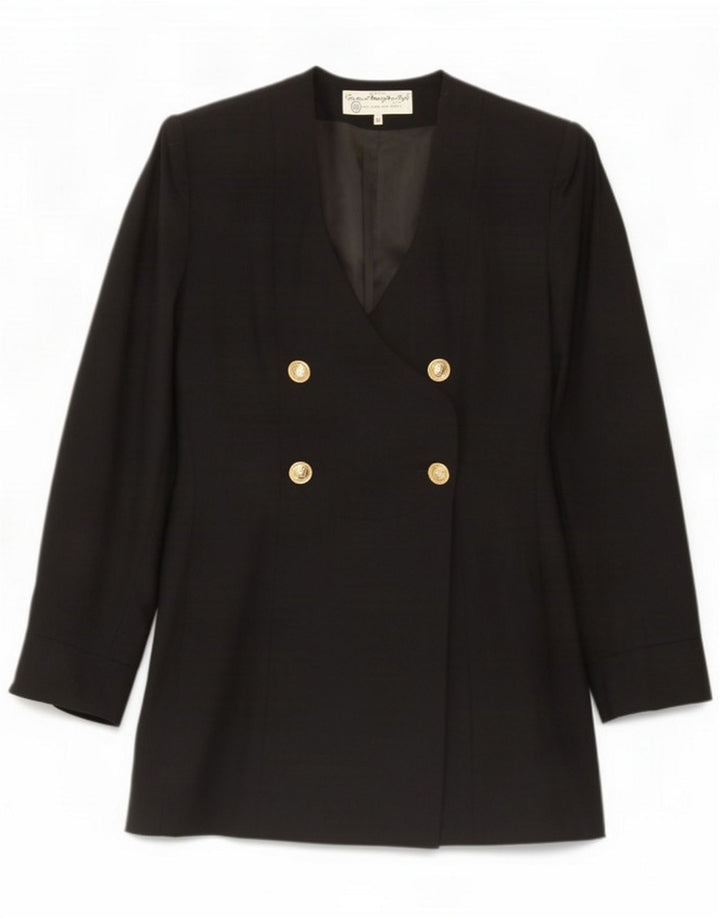 Marzotto Dame Dobbeltradet Frakke IT 48 XL Sort Virgin Wool
