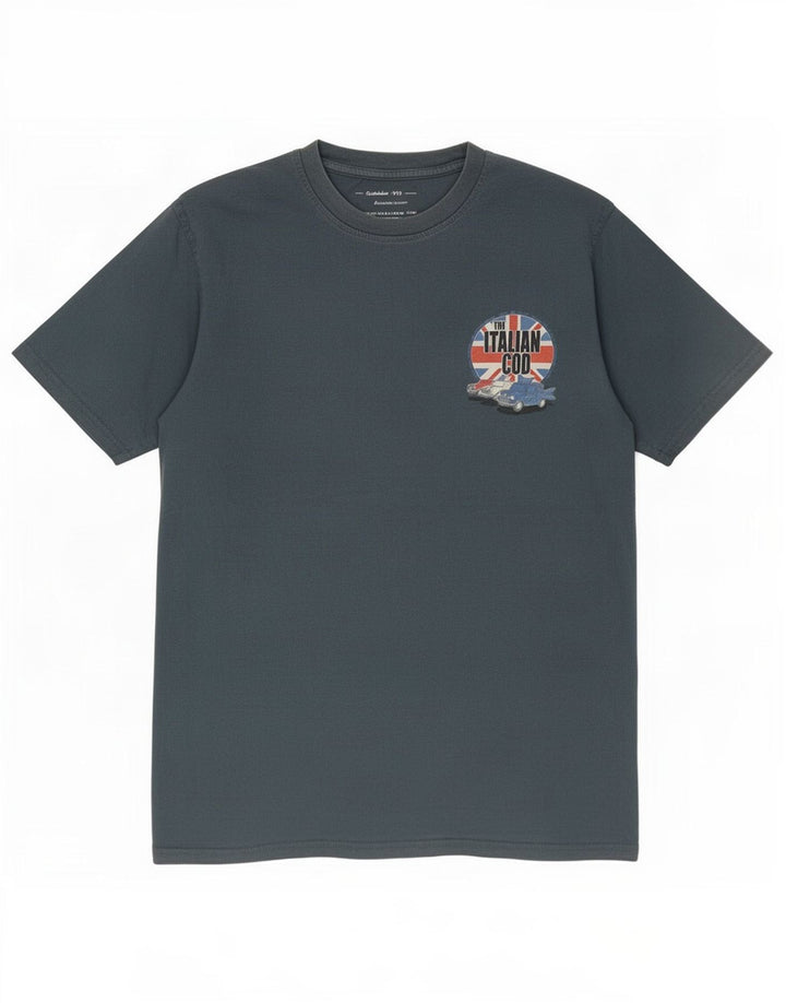 Weird Fish Herre grafisk T-shirt Top mellemgrå bomuld