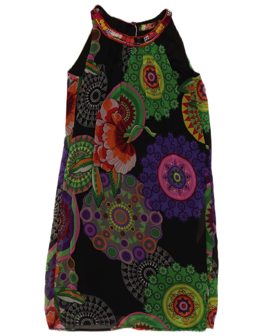 Desigual Kvinders Oversized Halter Dress EU 34 XS Black Floral