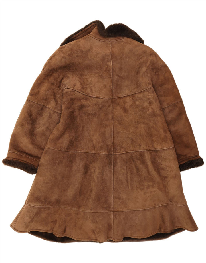 Vintage Dame Loose Fit Shearling Coat IT 44 Medium Brown Shearling Winter