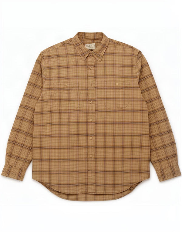 Eddie Bauer herre flannel skjorte 2XL beige ternet bomuld