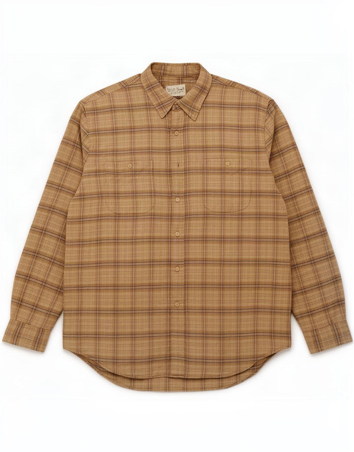 Eddie Bauer herre flannel skjorte 2XL beige ternet bomuld