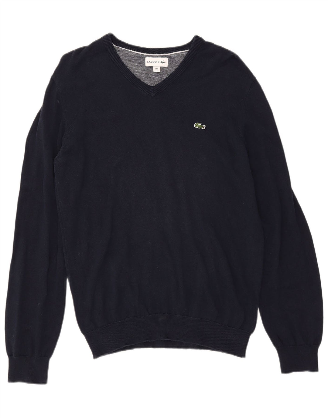 LACOSTE Herre V-hals sweater str. 4 Medium marineblå bomuld